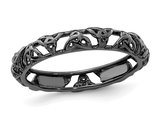Sterling Silver Black Plated Celtic Knot Band Ring